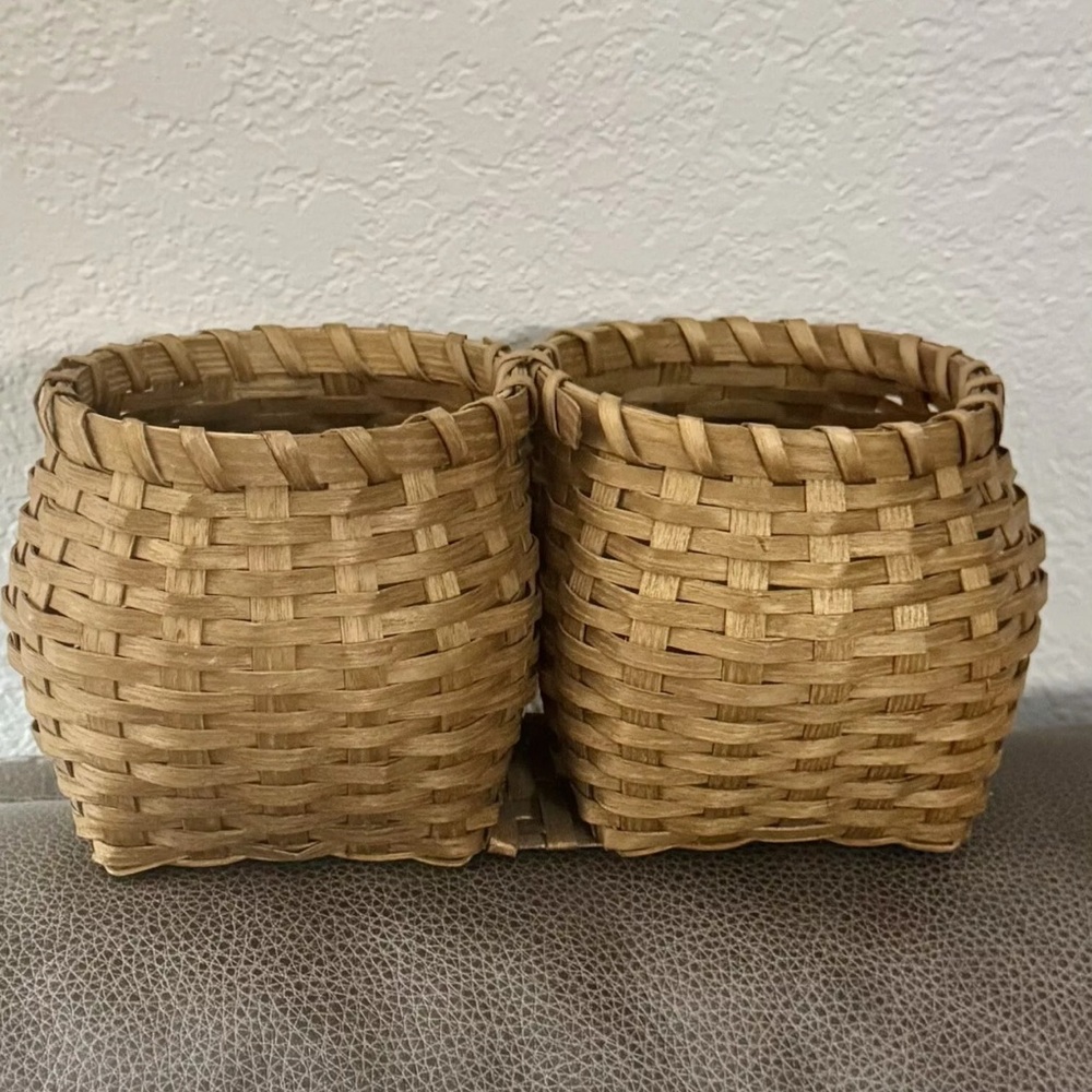 Vintage BASKET VILLE WICKER Twin Double Baskets Vermont Basketville